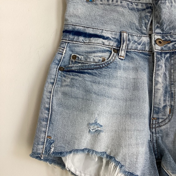 Pistola Cher Fold-Over Jean Shorts Size 26 Denim Cut Off Light Wash Distressed - Picture 2 of 14